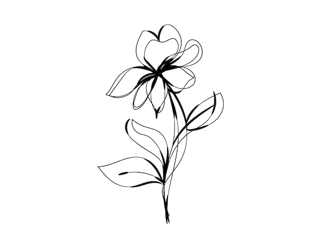 Arreglo floral dibujado a mano en estilo garabato o boceto