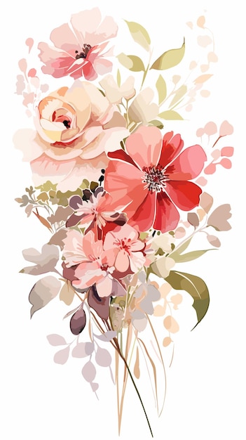 Arreglo floral ramo acuarela