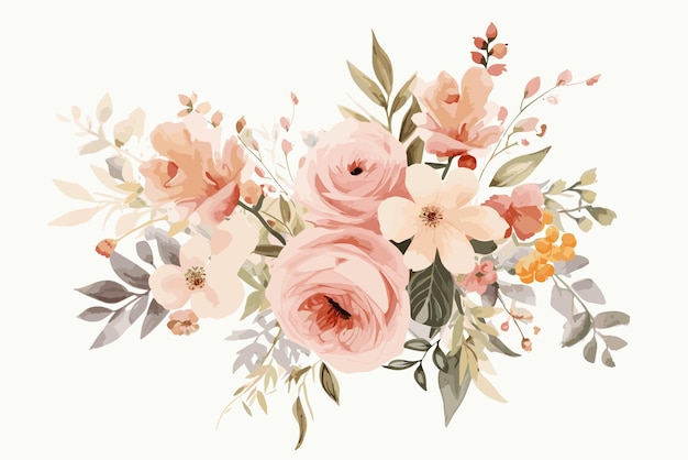 Vector arreglo floral ramo acuarela