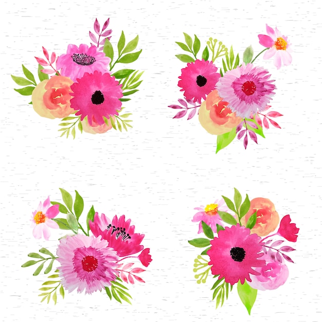 Arreglo floral rosa colección acuarela.