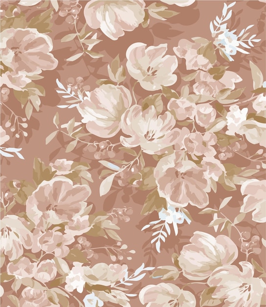 Arreglo floral vintage con flores rosadas y cremas