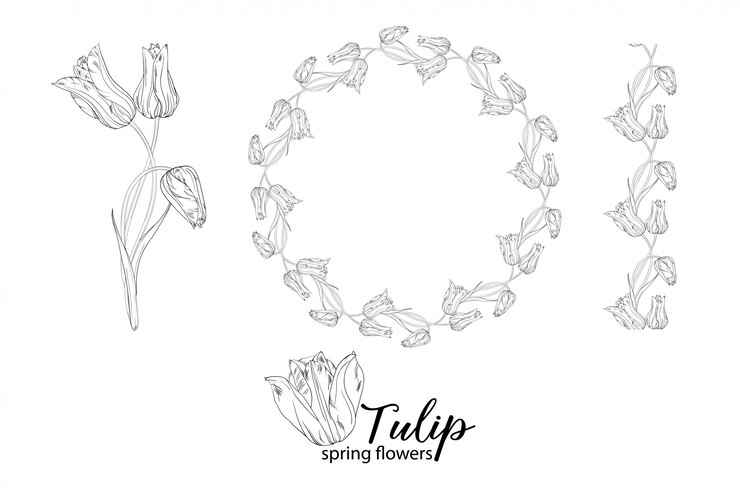 Vector arreglos florales con flores de tulipán