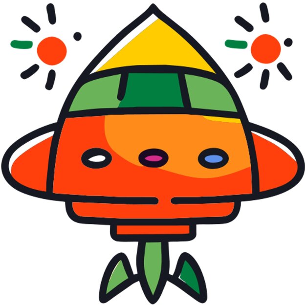 arriba abajo icono de la nave espacial relleno desplazado de garabateo