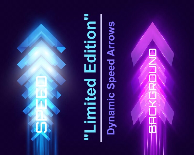 Vector arrow fondo de movimiento de velocidad de luz con flechas brillantes futuristas y rayas de luz