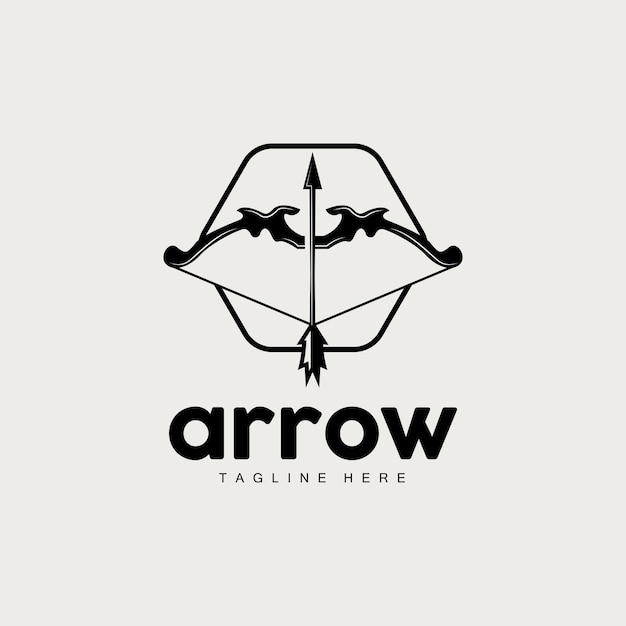 Arrow Logo Bow Arrow Minimalista Diseño simple Archer Vector Templet Ilustración Símbolo Icono