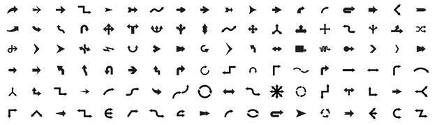 Arrows set of 108 black icons Arrow icon Cursor vector collection
