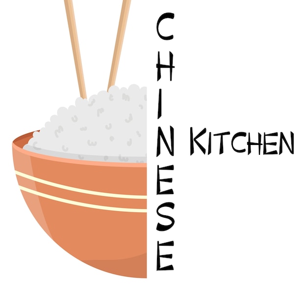 Arroz en un bol. cartel de cocina china