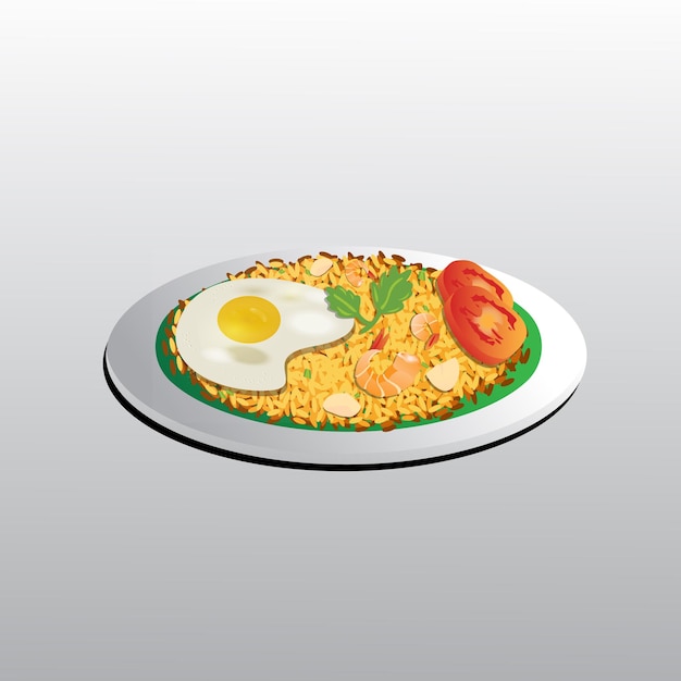 Arroz frito con mariscos o mariscos Nasi Goreng en Bahasa Indonesia