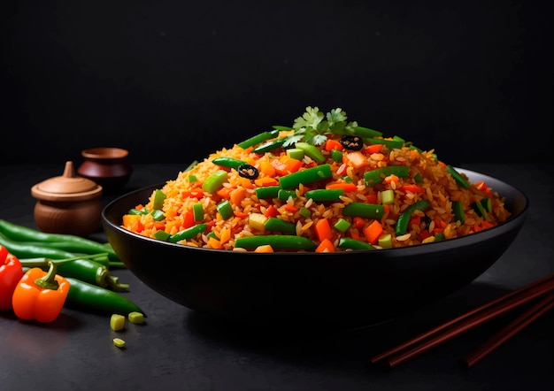 arroz frito con verduras schezwan Ilustración