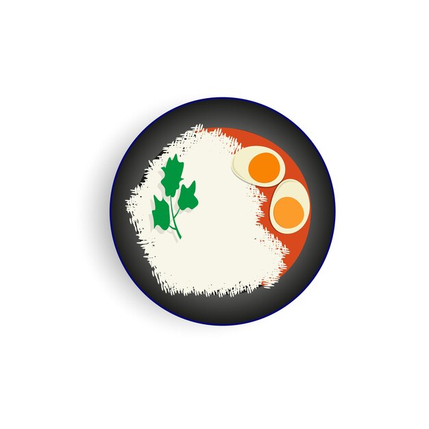 Arroz con huevo curry vector ilustración dibujos animados comida para menú de restaurante