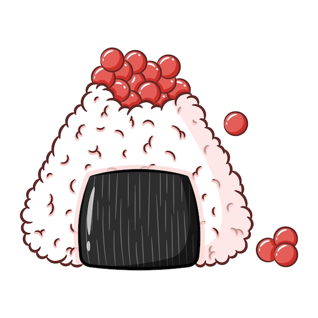 Arroz Onigiri japonés con caviar lindo dibujo