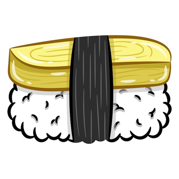 Arroz de sushi japonés con dibujo lindo de rollo de huevo