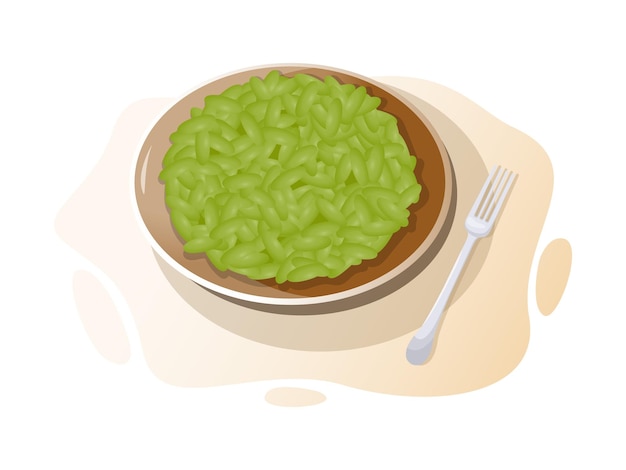 Vector arroz verde plato latinoamericano