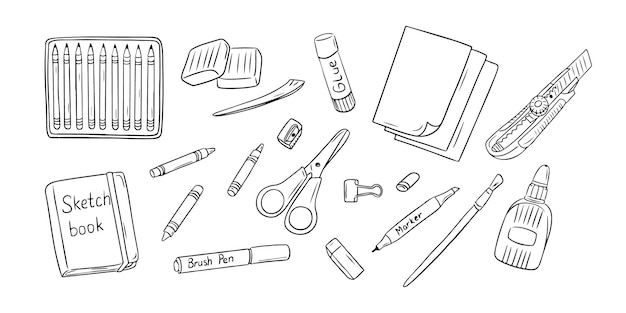 Art crafting productos doodle conjunto con tijeras