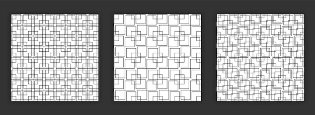 Art deco colección de patrones sin fisuras en blanco y negro conjunto de patrones transparentes abstractos.
