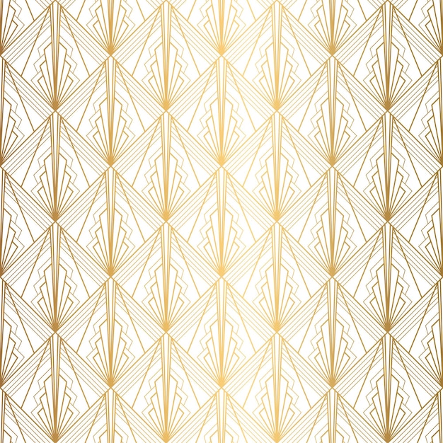 Art Deco Patrón fondo blanco y dorado sin costuras conchas metálicas o escamas ornamento de encaje diseño geométrico minimalista líneas vectoriales motivos de los años 1920 1930 Ilustración vintage de lujo