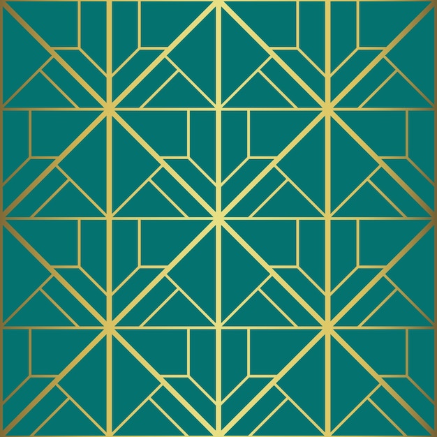 Art Deco Patrón Fondo vectorial en el estilo de la década de 1920 Textura dorada y verde para uso en diseño de interiores, como papel tapiz, almohadillas, cubiertas de cortinas, impresiones, tapicería, etc.