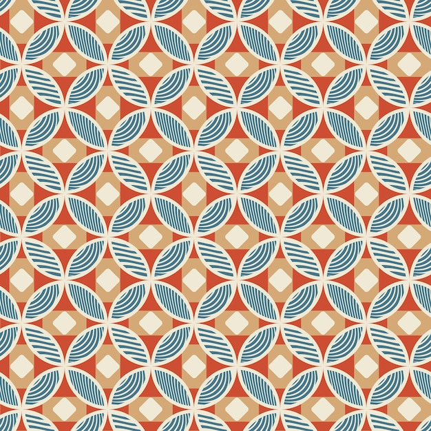 Art Deco Retro Círculos complejos Vector psicodélico Patrón geométrico sin fisuras Textura decorativa