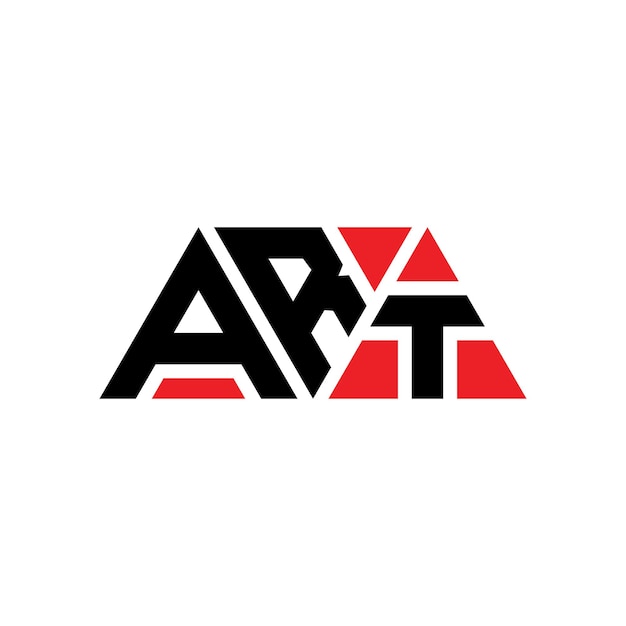 ART diseño de logotipo de letra triangular con forma de triángulo ART diseño del logotipo triangular monograma ART triángulo vectorial plantilla del logotipo con color rojo ART logo triangular sencillo ART logotipo elegante y lujoso