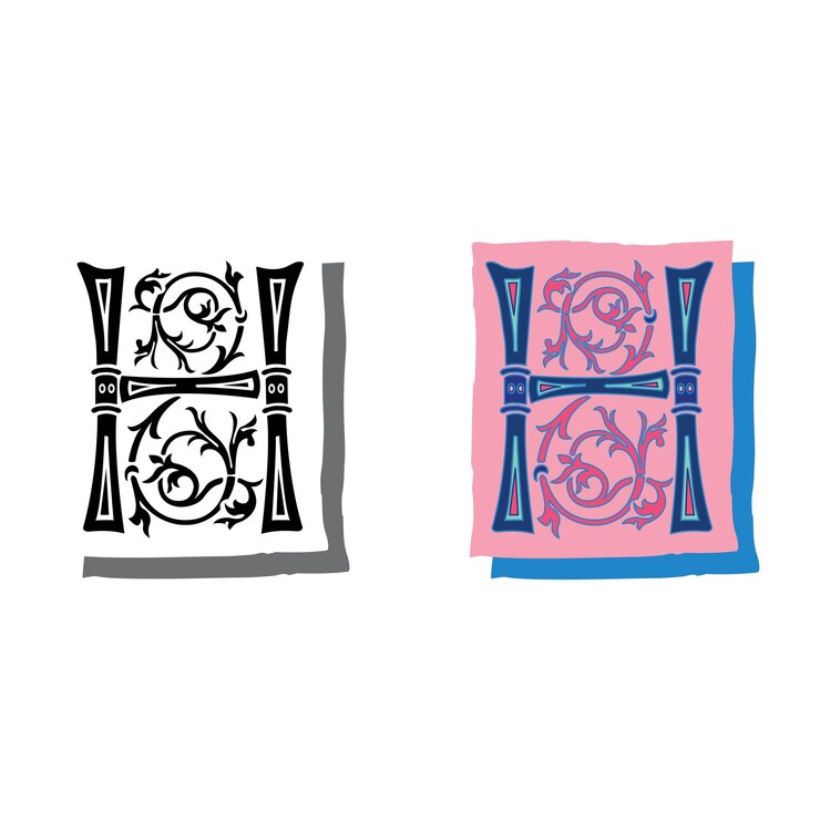 Vector art napoli initial caps font mayúscula h diseño vectorial