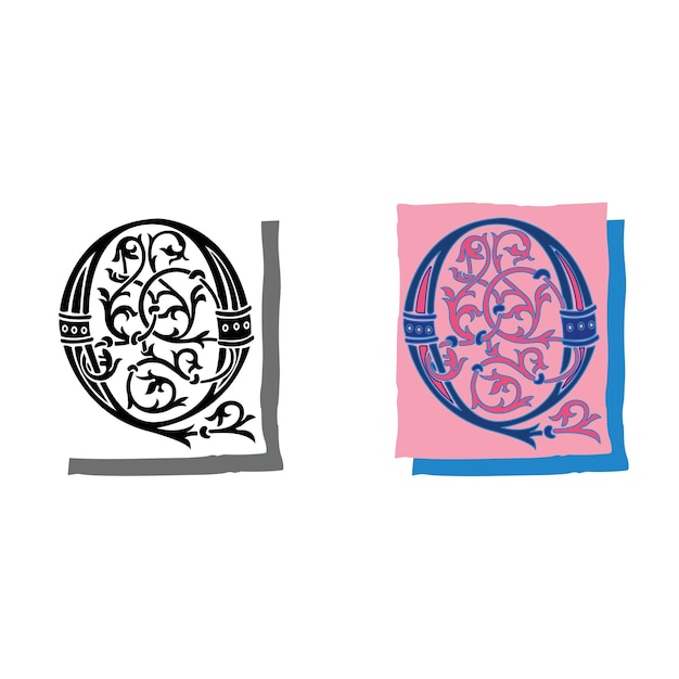 Art Napoli Initial Caps Font Mayúscula Q diseño vectorial