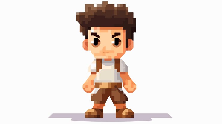 Vector art de píxeles aislado personaje de dibujos animados
