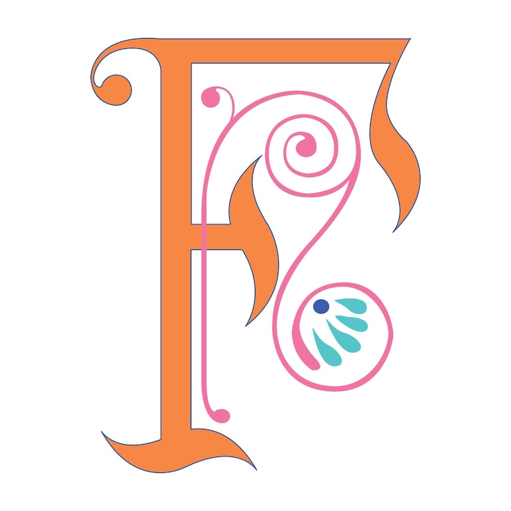 Vector art spring initial caps font mayúscula f vector diseño ilustración