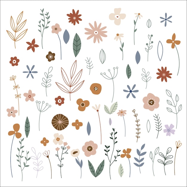 Arte Abstracto Colección única de flores y hojas en diseño