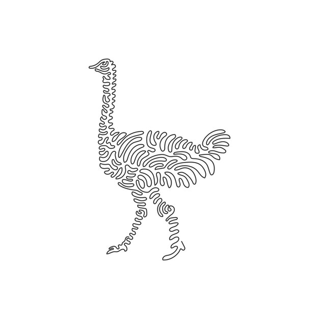 Arte abstracto de dibujo de una sola línea del pájaro más grande de avestruz para símbolo, logotipo de empresa, decoración de pared de póster