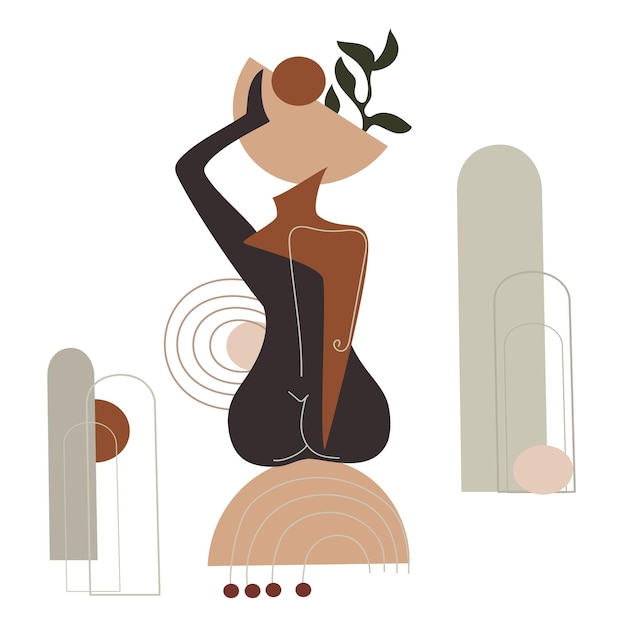 Arte abstracto figura femenina con formas geométricas contemporáneo cuerpo de mujer abstracto vector