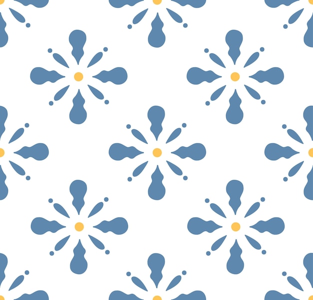Arte abstracto de flores azules patrón sin costuras de moda geométrico contemporáneo fondo de forma floral