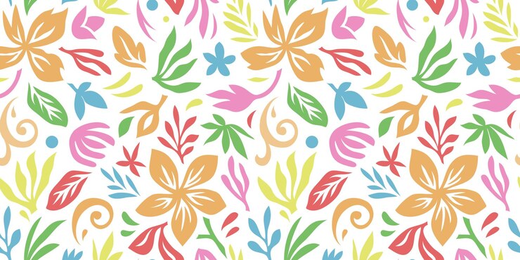 Vector arte abstracto de hojas de plantas patrón sin costuras con colorido collage de garabateo a mano libre hojas orgánicas fondo de dibujos animados formas naturales simples en pastel vintage