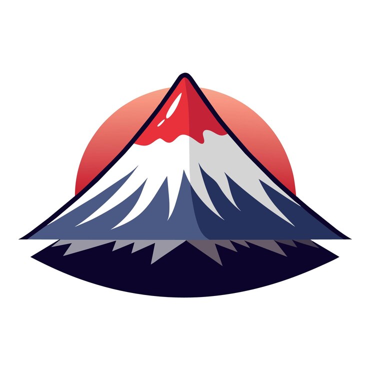 Vector arte abstracto monte fuji japón punto de referencia paisaje montaña por línea de gradiente blanco arte textura isola