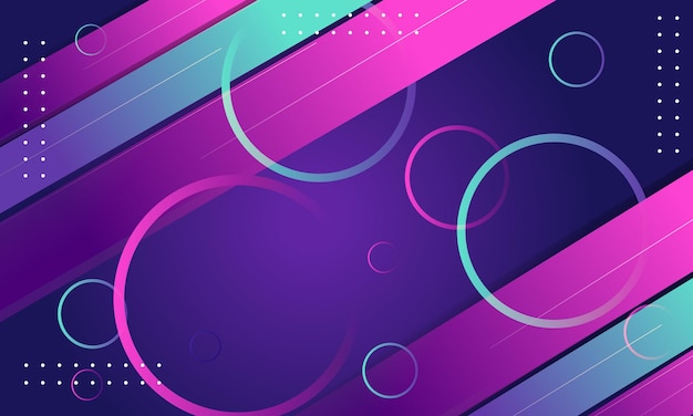 El arte abstracto presenta líneas diagonales círculos y puntos en púrpura rosa y azul