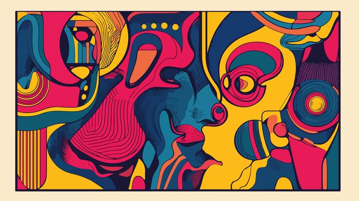 Vector arte abstracto psicodélico colorido ilustración vectorial diseño aislado