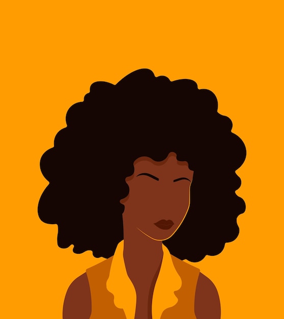 Arte abstracto de vector con mujer afroamericana Ilustración de dibujos animados de vector minimalista Arte