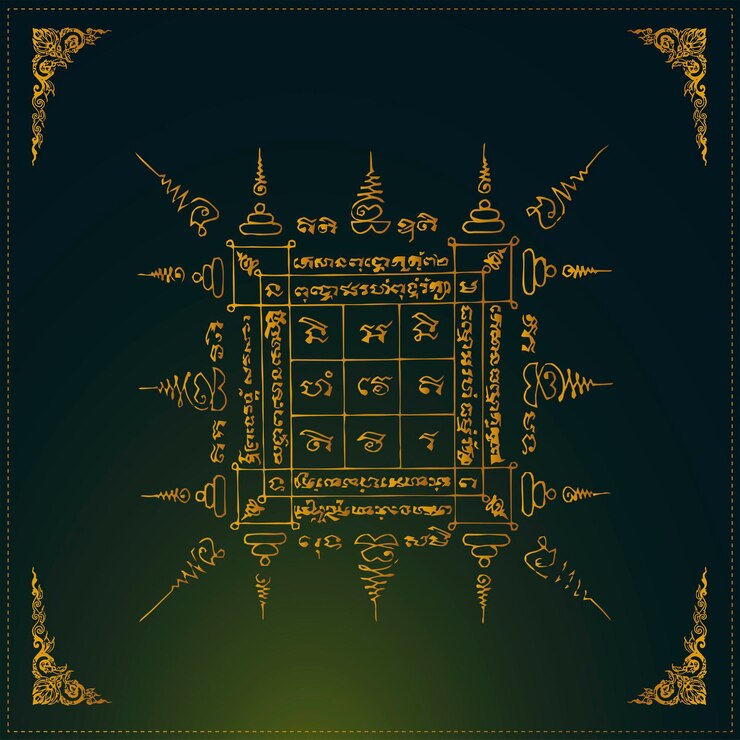 Vector arte antiguo tradicional camboyano khmer yant