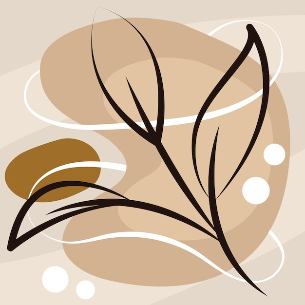 Arte botánico de hojas sobre vectores de formas beige
