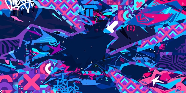 Arte de la calle urbano abstracto de moda estilo graffiti collage vectorial ilustración plantilla de fondo