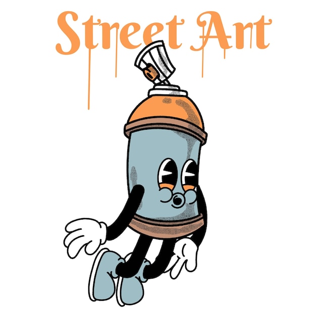 Arte callejero con latas de aerosol Groovy Character Design