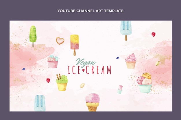 Vector arte del canal de youtube de comida de acuarela