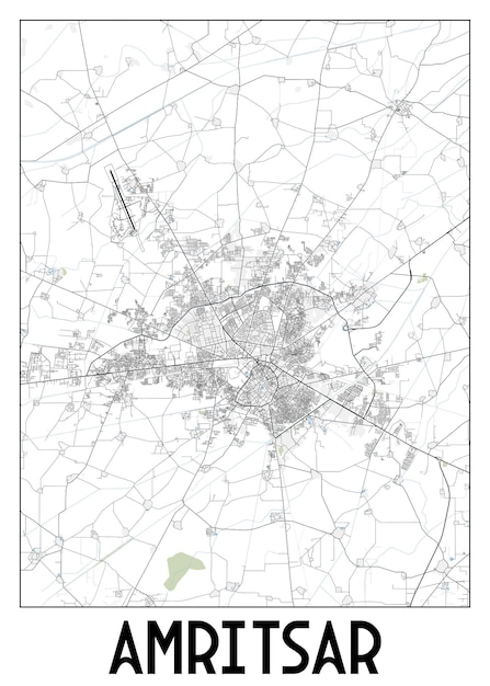 Vector arte de cartel del mapa de amritsar en la india