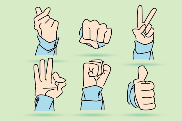 arte de clip de ilustración de signo de mano en diseño plano
