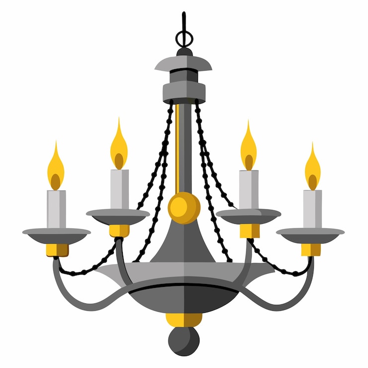 Vector arte de clip de una lámpara de alumbrado con velas en ella arte vectorial e ilustración