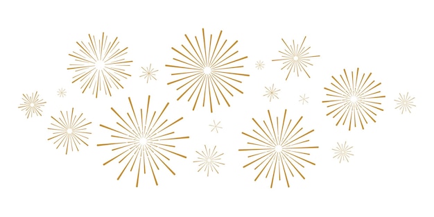 Arte clip vectorial de explosiones de fuegos artificiales decorativos diseño festivo aislado
