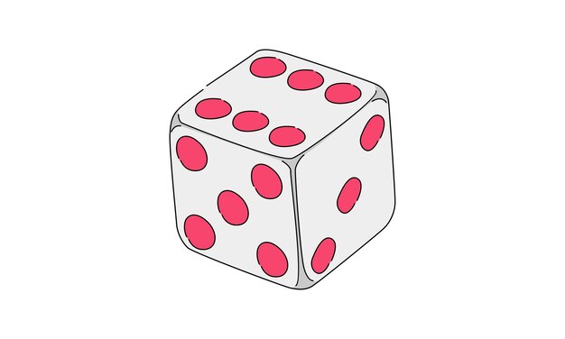 arte del color de la ilustración de la línea de dados