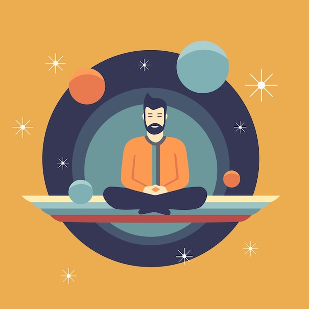 Vector arte conceptual del hombre haciendo postura de loto de yoga