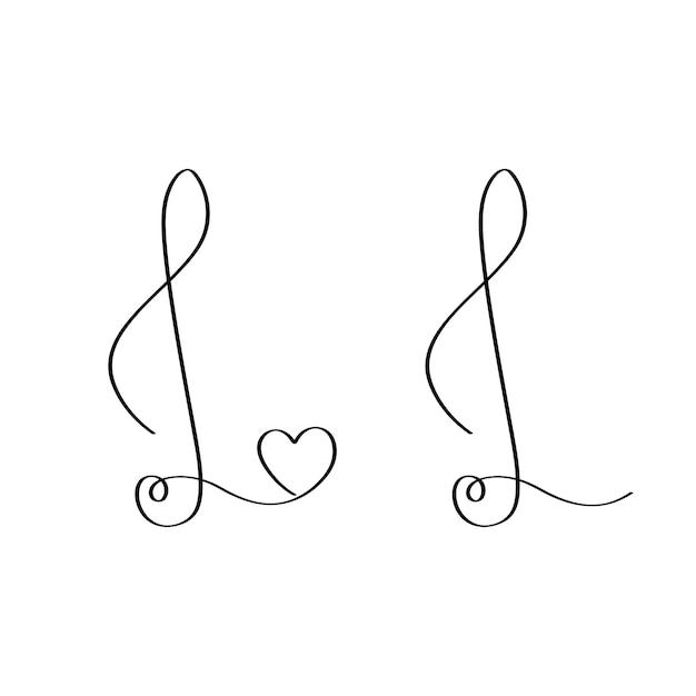 Arte continuo en línea del icono de la música Love minimalista ar lineal único