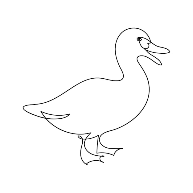 Vector arte continuo de una línea de pato contorno dibujo vectorial muy simple ilustración minimalista gráfica