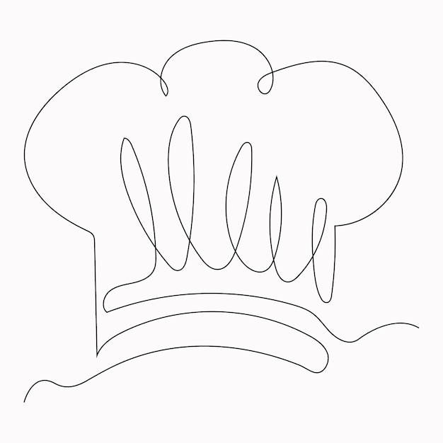 Arte continuo de una línea de un sombrero de chef